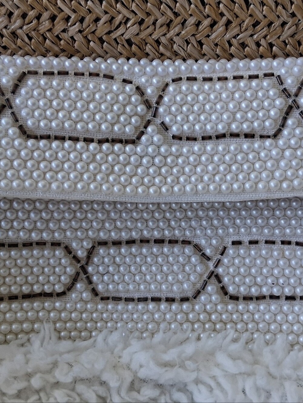 Vtg Hand Beaded White Clutch From Japan